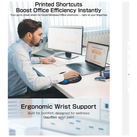 Tappetino Mouse Ergonomico Excel Con Supporto Per Polso - Comfort E Produttività Blue - Foto 2