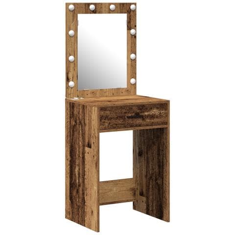 Tavolo da Trucco con Luci LED Legno Antico 50x41x135 cm - Foto 1