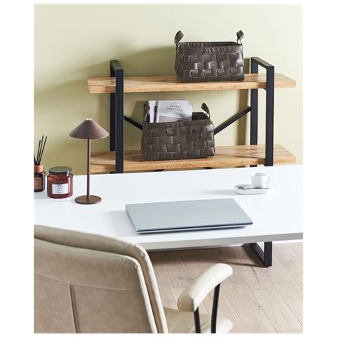 Set Di 2 Cestini Sippar Pelle Sintetica Marrone Scuro - Foto 1