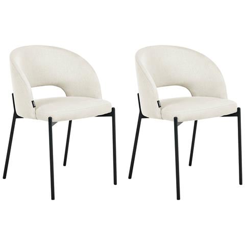 Set Di 2 Sedie Da Pranzo Penny Tessuto Beige Chiaro - Foto 2