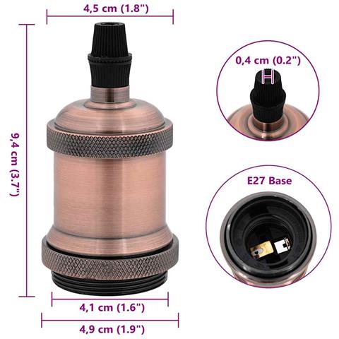Portalampade 2 pz Rosso Bronzo E27 - Foto 7