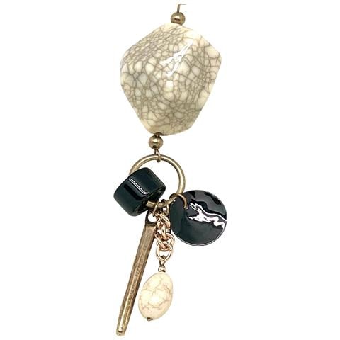 Collana Lunga Meteoro Con Ciondolo In Cristallo Di Madreperla In Ottone Dorato - Foto 2