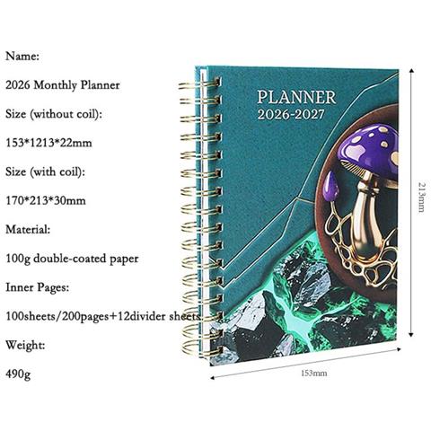 Agenda 2026 - Quaderno Spirale Con Copertina Rigida, Segnalibri E Carta Spessa - Foto 5