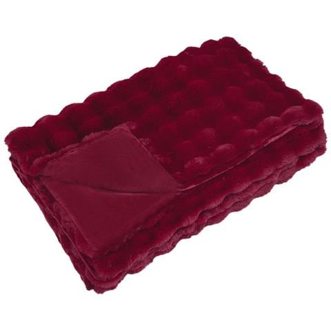 Coperta antiscivolo in finta di coniglio Olite Rosso Bordeaux - Foto 1