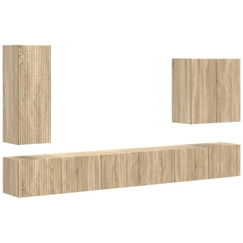 Set di Mobiletto da TV a Parete 6 pcs Rovere Sonoma - Foto 1