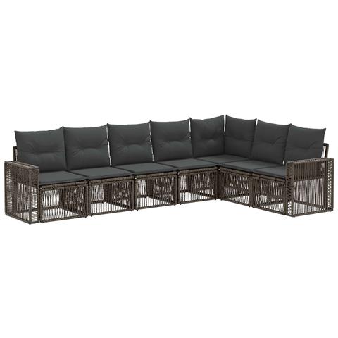 Set Divano da Giardino 7 pcs Grigio e Grigio Scuro polyrattan - Foto 1