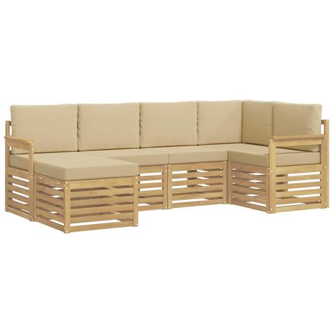 Set di divani da esterno 6 pcs Bianco e Beige - Foto 1