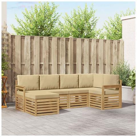 Set di divani da esterno 6 pcs Bianco e Beige - Foto 2