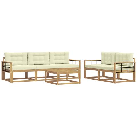 Set di divani da esterno con cuscino 6 pcs Bianco e Crema - Foto 1