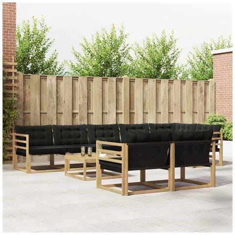 Set di divani da esterno 9 pcs Bianco e Nero 79 x 79 x 37 cm - Foto 2