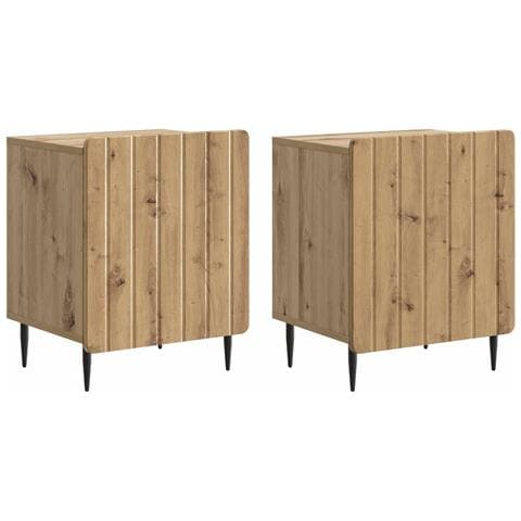 Armadio da Notte 2 pcs Rovere Artigianale 43 x 34,5 x 52 cm - Foto 1