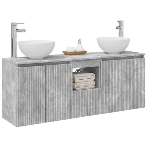 Set di Armadi da Bagno 3 pz Grigio Cemento 49,5 x 35 x 63 cm - Foto 2