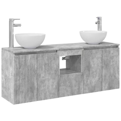 Set di Armadi da Bagno 3 pz Grigio Cemento 49,5 x 35 x 63 cm - Foto 1