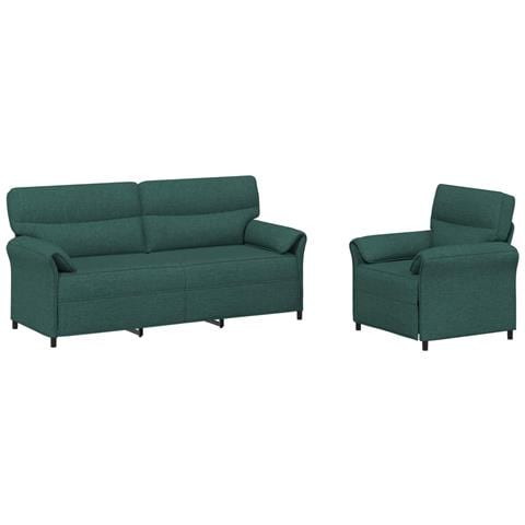 Set di divani 2 pz Verde Scuro Tessuto - Foto 1