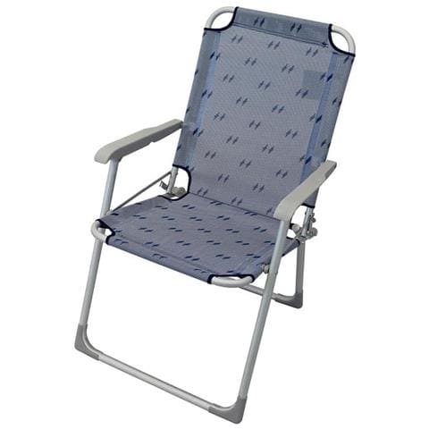 Poltrona Pieghevole Textilene Azzurro Con Decoro Per Campeggio Spiaggia Mare Piscina Giardino - Foto 1