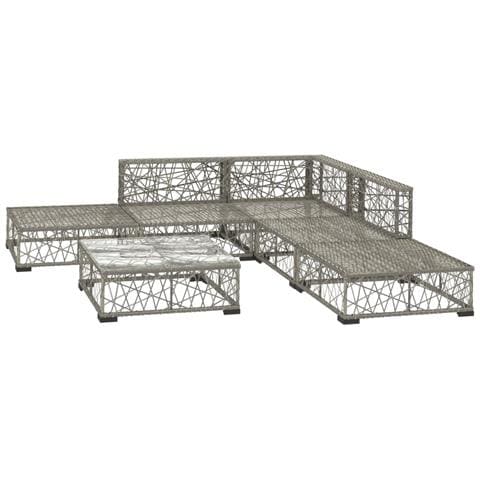 Set Divani da Giardino 6 pz con Cuscini in Polyrattan Grigio - Foto 2