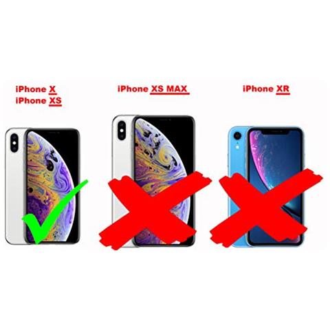 Custodia Compatibile Con Apple Iphone X / Xs In Grigio Nero - Coperchio Protettiva Con Chiusura Magnetica, Funzione Stand E Tasca Per Le Carte - Foto 2