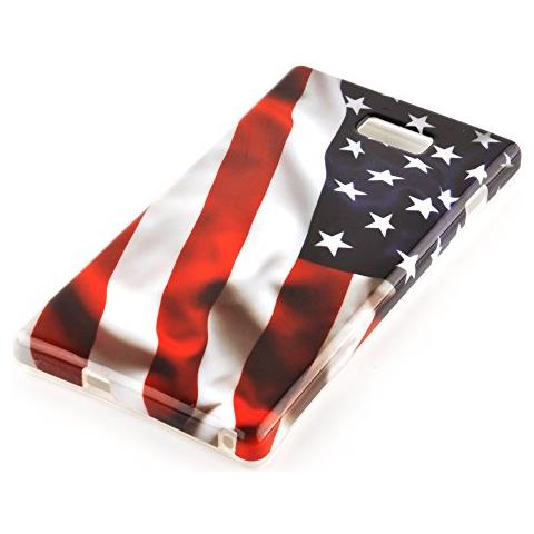 Custodia Compatibile Con Sony Xperia M2 Con Stampa Stars And Stripes - Hard Case Coperchio Protettivo Con Design Alla Moda - Foto 2