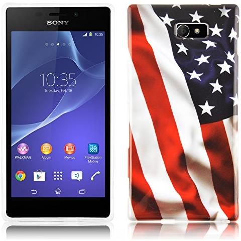 Custodia Compatibile Con Sony Xperia M2 Con Stampa Stars And Stripes - Hard Case Coperchio Protettivo Con Design Alla Moda - Foto 1