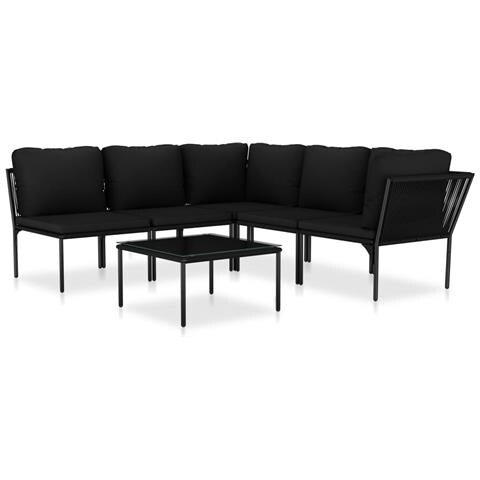 Set Divani Da Giardino 6 Pz Con Cuscini Neri In Pvc - Foto 1