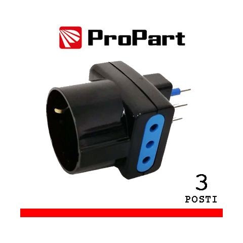 Adattatore 3pos 10a / schuko Spina10a Nero - Foto 1