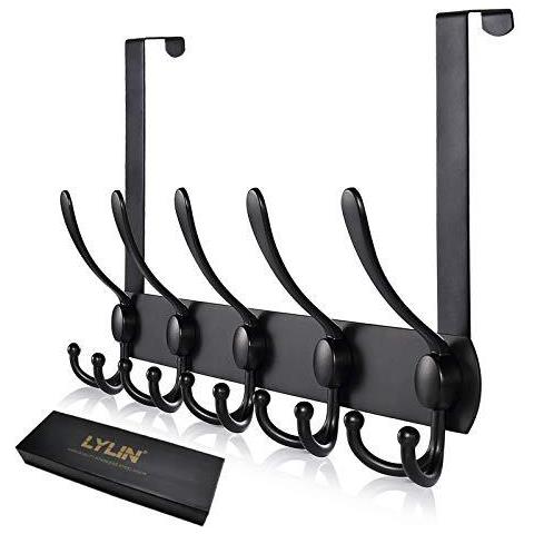 Sopra La Porta Gancio Del Gancio Acciaio Inossidabile Ganci Per Porta Con 15 Ganci Heavy Duty Bagagli Rack Hanger Parete Per Il Cappotto I Vestiti Asciugamani Borsa Veste (nero Porte Spessore 2 Cm) - Foto 1