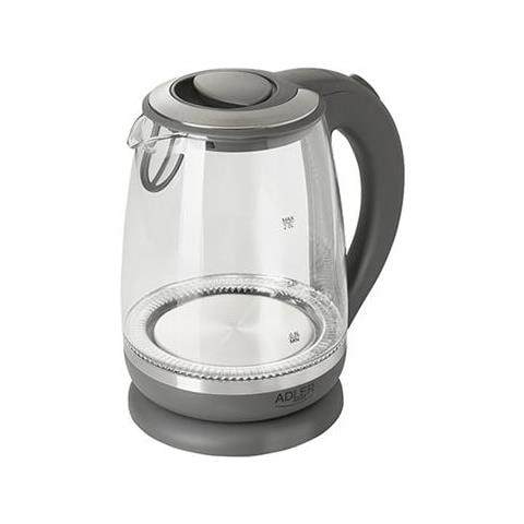 Bollitore Ad 1286 Standard, 2200 W, 2 L, Plastica / vetro, Grigio / trasparente, Base Girevole A 360° - Foto 2
