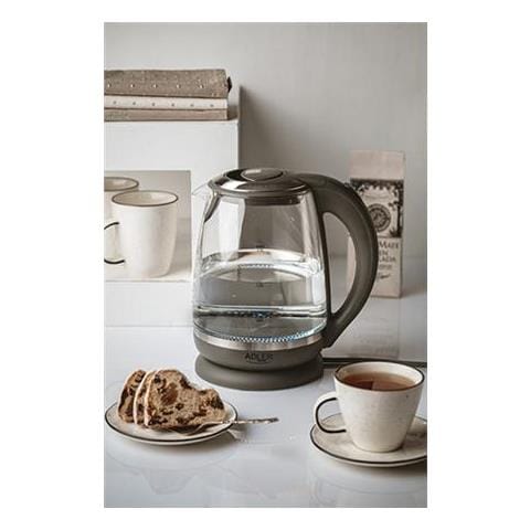 Bollitore Ad 1286 Standard, 2200 W, 2 L, Plastica / vetro, Grigio / trasparente, Base Girevole A 360° - Foto 1