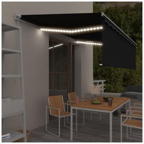 Tenda Sole Retrattile Manuale Parasole LED 5x3m Antracite - Foto 7