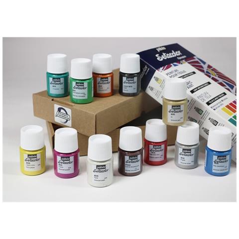 Set Di 12 Dipinti Per Tessuti Chiari E Scuri Setacolor - 12 X 20 Ml - Foto 1
