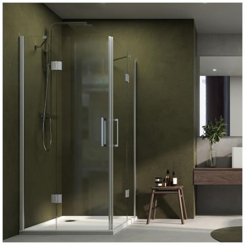 Cabina Doccia Angolare Giglio 2 Ante Cristallo 8 Mm Trasparente 70x90x195h - Foto 1