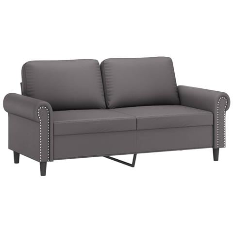 Divano A 2 Posti Grigio 140 Cm In Similpelle - Foto 2