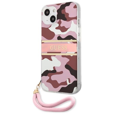 Cover Per Iphone 13 Camo Con Cordino In Nylon, Rosa - Foto 1