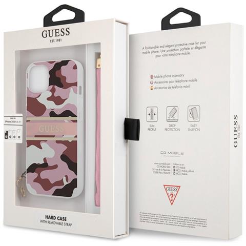 Cover Per Iphone 13 Camo Con Cordino In Nylon, Rosa - Foto 3