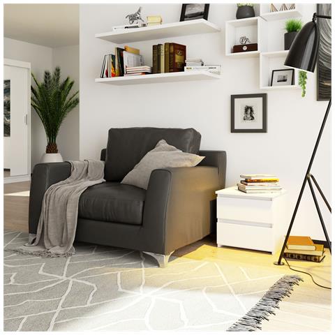 Comodino CL2, 2 cassetti, 40x35x40 cm, Colore Bianco - Foto 6