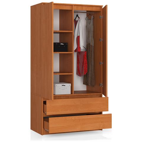 Armadio A 2 Ante Battenti E Cassetti S90, 90x51x180 cm, Colore Ontano - Foto 2