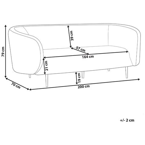 Divano 3 Posti Loen Tessuto Nero - Foto 2