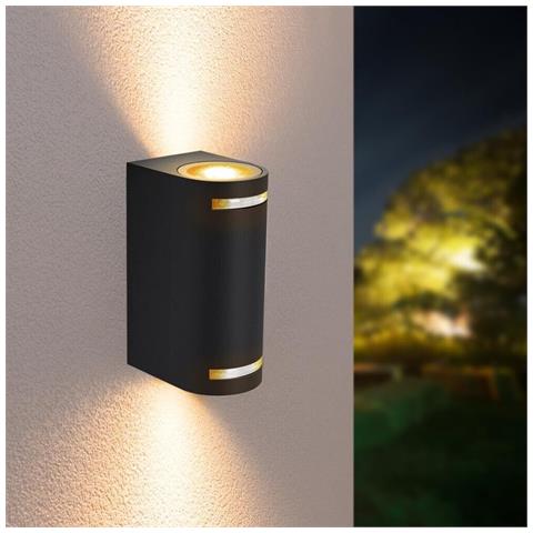 Applique Led Luce Naturale Lampada Da Parete Muro 2 X Faretto 8 W Gu10 Ip54 Nero - Foto 1