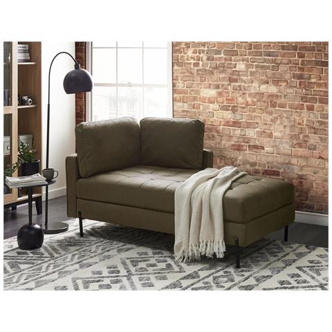 Chaise Longue Versione Sinistra Rebais Pelle Sintetica Verde - Foto 1