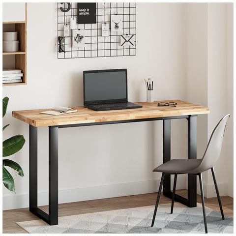 Piano Tavolo Rettangolare 160x50x4cm Legno Massello Di Acacia - Foto 3