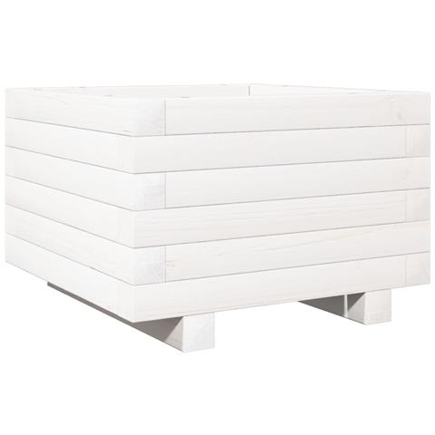 Fioriera Da Giardino Bianca 40x40x26,5cm Legno Massello Di Pino - Foto 2