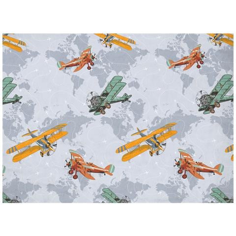 Copripiumino Sacco Piumone Pensieri Delicati Cotone Disegno Aerei Singolo Grigio - Foto 2