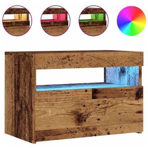 Mobile Porta TV con LED Legno Antico 60x35x40 cm Multistrato - Foto 1