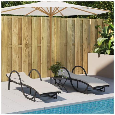 Lettini Prendisole 2 Pz Con Cuscini Neri In Polyrattan - Foto 1