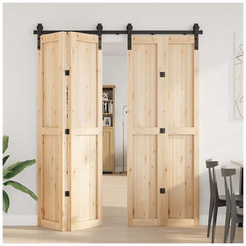 Kit Di Binari Per Porte Scorrevoli 183 Cm Acciaio Nero - Foto 3