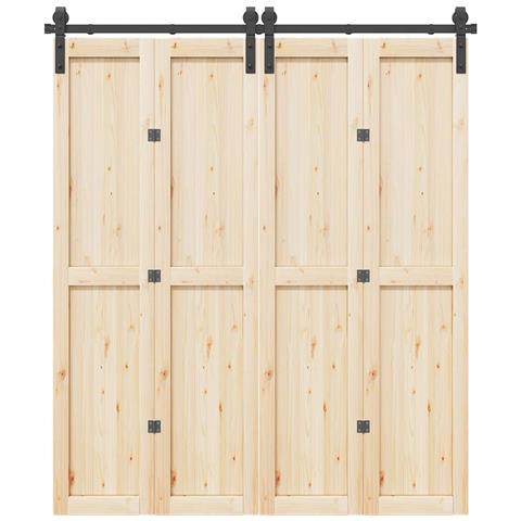 Kit Di Binari Per Porte Scorrevoli 183 Cm Acciaio Nero - Foto 1