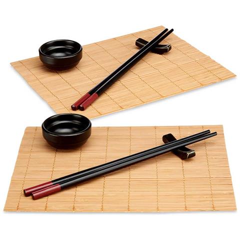 Set Sushi Ceramica E Bambù 8 Pezzi 16,5x30x3 Cm. Colore Del Legno - Foto 1