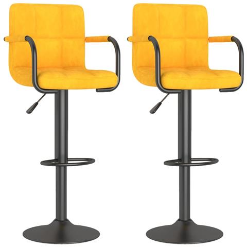 Sgabelli Da Bar 2 Pz Giallo Senape In Velluto - Foto 1