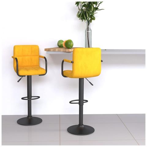 Sgabelli Da Bar 2 Pz Giallo Senape In Velluto - Foto 8
