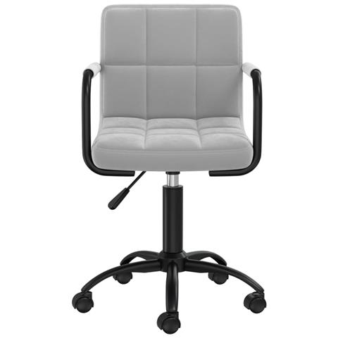 Sedia Da Ufficio Girevole Grigio Chiaro In Velluto - Foto 2